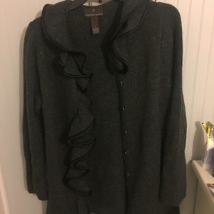 Fenn Wright Manson Gray Wool Blend Ruffle Sweater